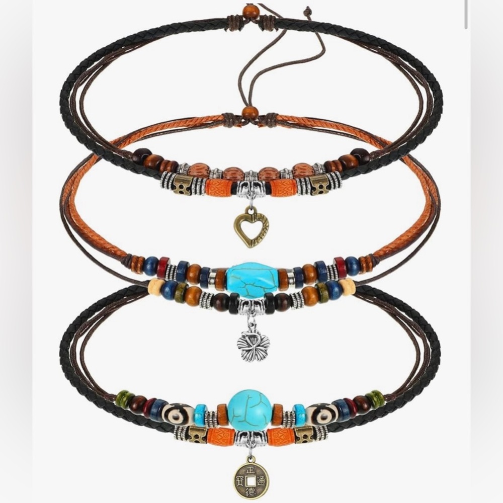 New!! Bohemian Turquoise & Brown Layered Women’s Necklace Set